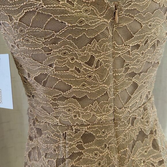 EnFocus Studios Gold Lace Maxi Dress Side Slit Size 6 NWT - Picture 9 of 9
